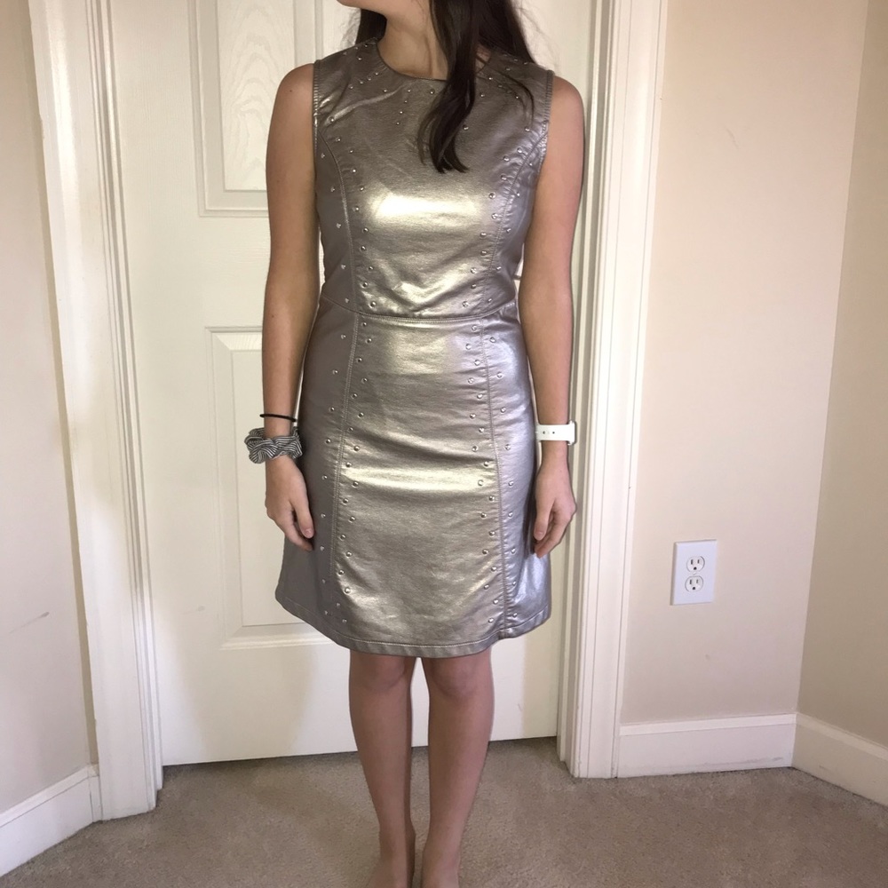 Primark imitation leather dress with silver studs